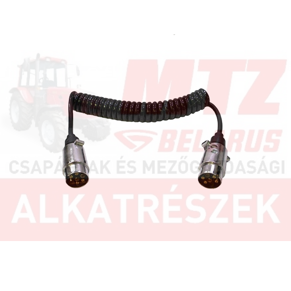 7 pólusú kábelszerelvény spirál 2 fém dugóval 3 m 12V