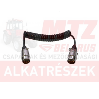 7 pólusú kábelszerelvény spirál 2 fém dugóval 3 m 12V