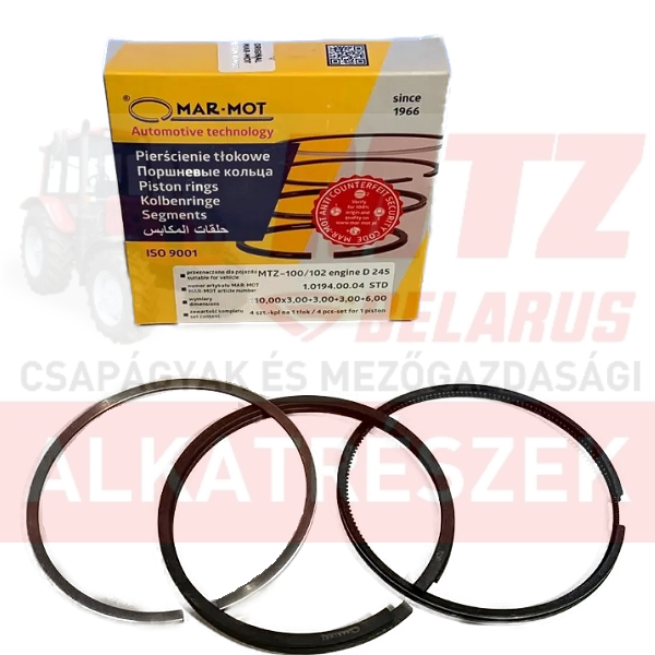 MTZ Gyűrű klt. 3 gy. TURBÓS 1 dugattyúra MAR-MOT